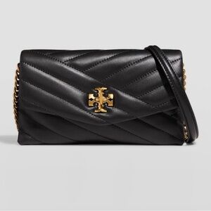 Tory Burch Kira Chevron quilted leather black bag with chain
